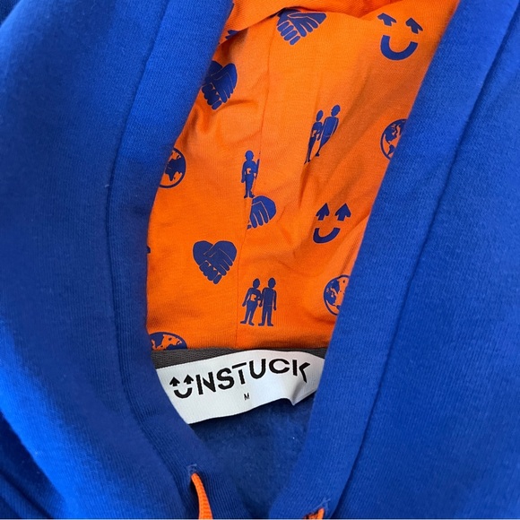 Unstuck Men's Long Sleeve Pullover Drawstring Hoodie Blue Sweatshirt Size Medium - Picture 10 of 11